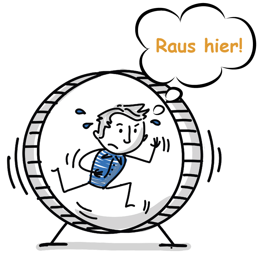 Hamsterrrad-mit-Sprechblase